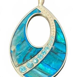 Abalone & Crystal Teardrop Pendant